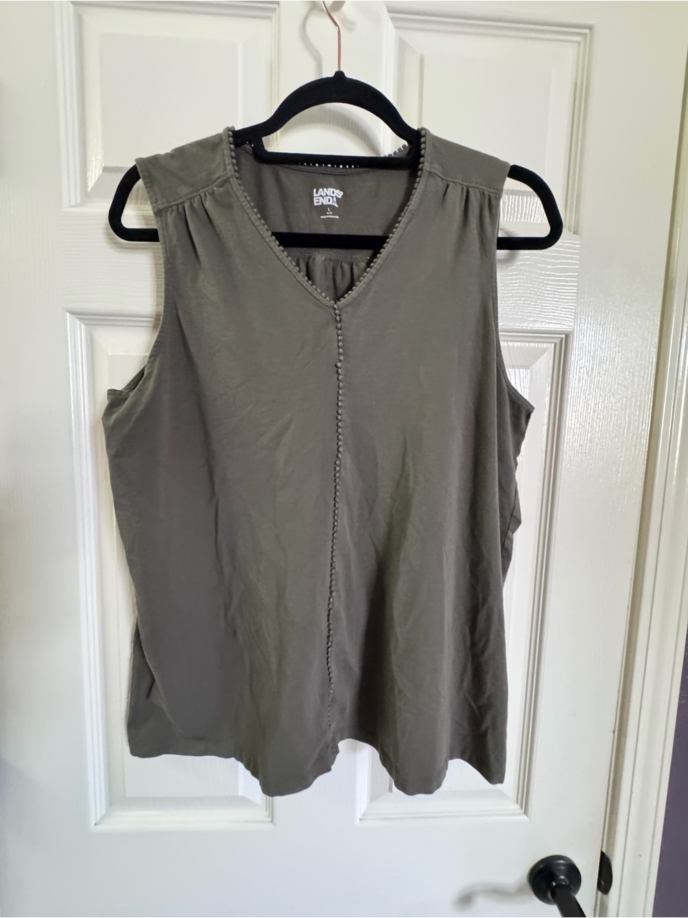 Lands' End Olive Green Sleeveless V-Neck Tank